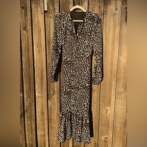 Banana Republic Leopard Print L/S Button Down Dress SIZE 2 TALL